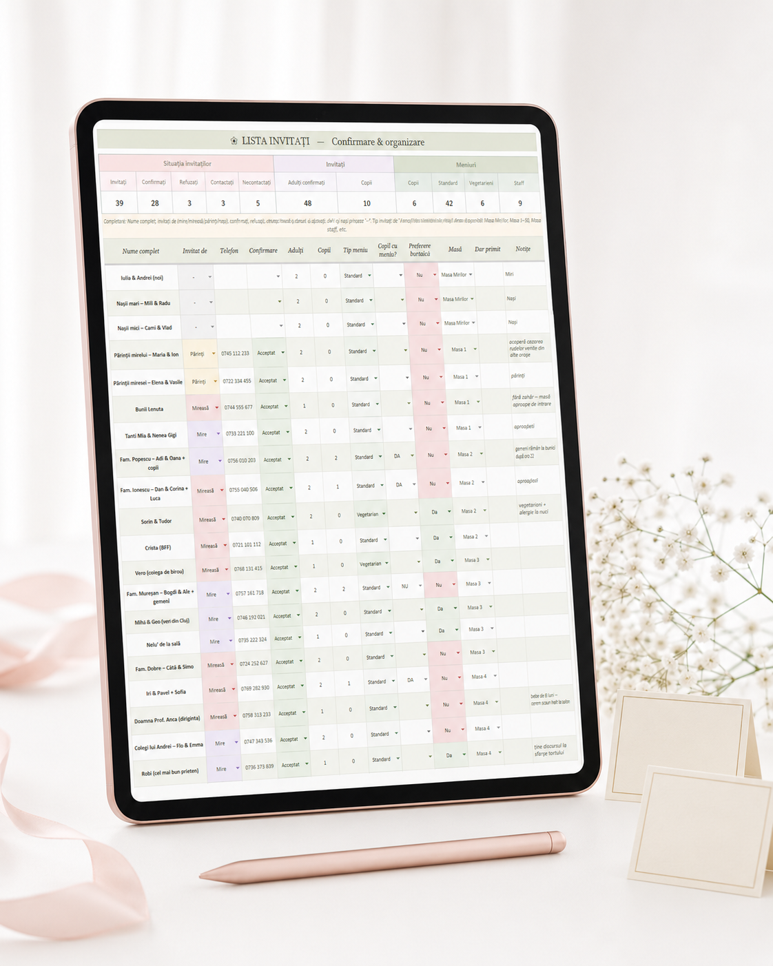 Planner de nuntă pe buget în Excel și Google Sheets, pentru mirese care vor control pe cheltuieli.
