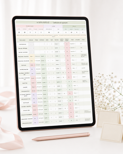 Planner de nuntă pe buget în Excel și Google Sheets, pentru mirese care vor control pe cheltuieli.