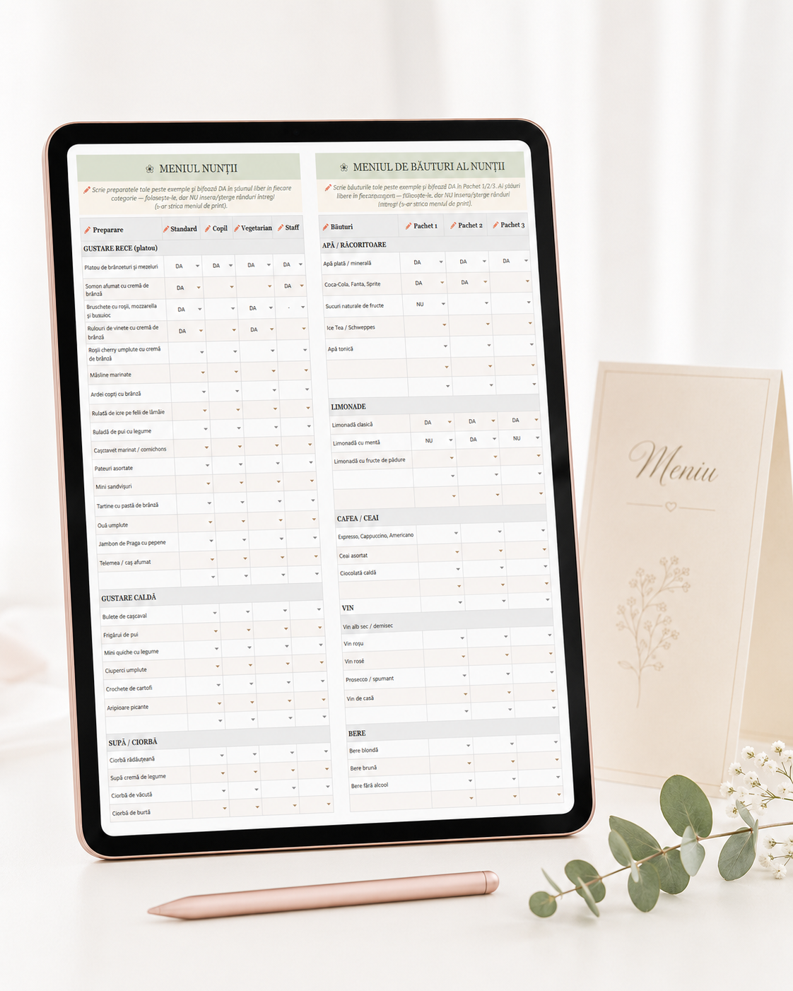 Lista de invitați și bugetul nunții, calculate automat în plannerul digital Miresica cu buget.
